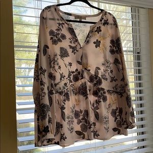 pink flowy blouse with floral pattern from loft